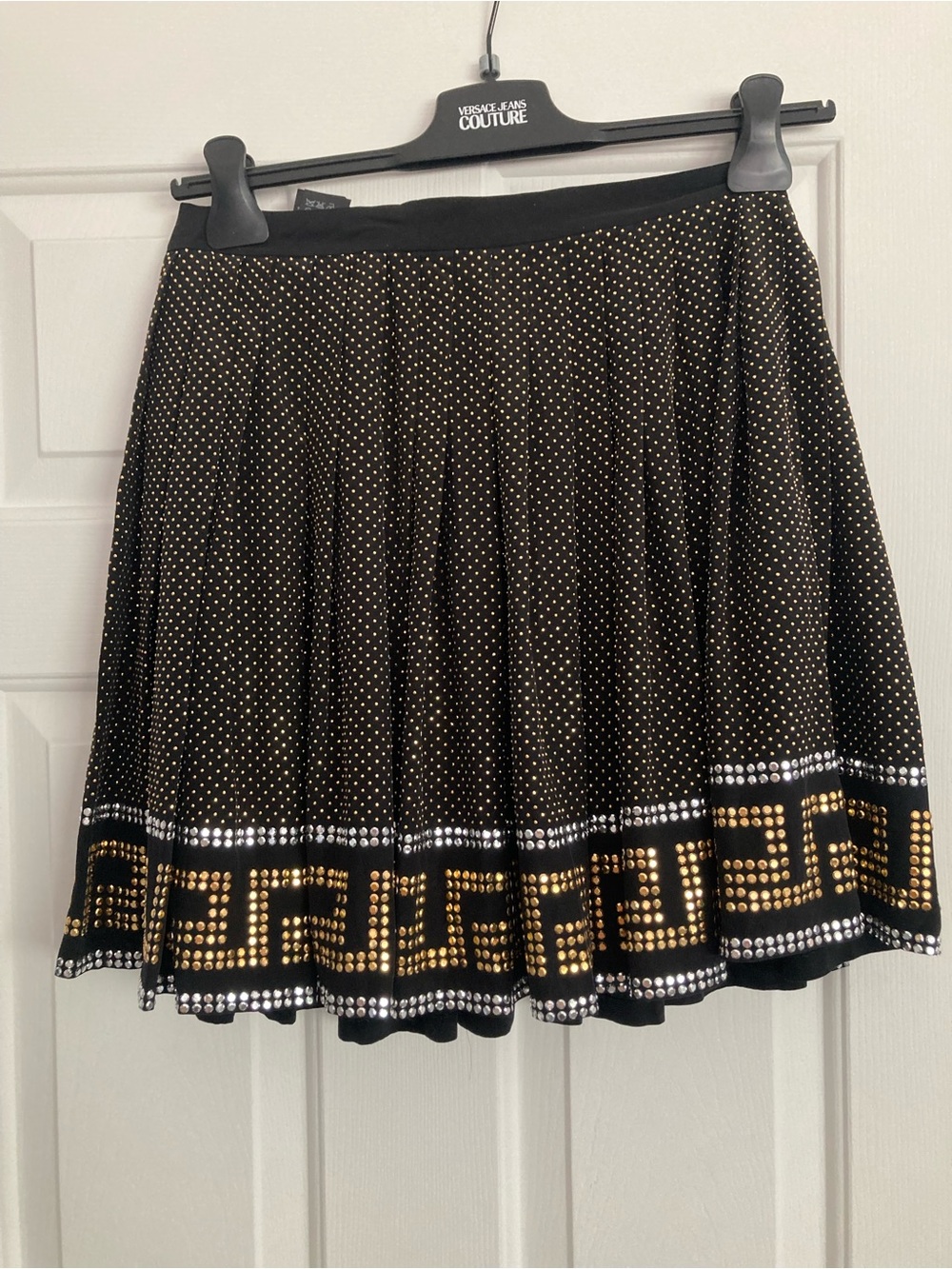 Versace vintage  Black Skirt for H&M  Skirt with Gold Stud Border new